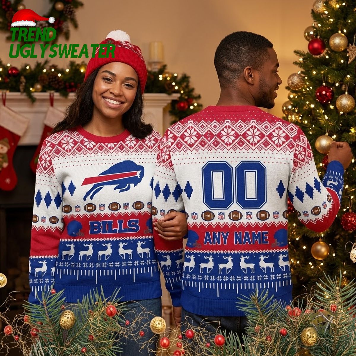 personalized buffalo bills logo custom name ugly christmas sweater personalized buffalo bills logo custom name ugly christmas sweater