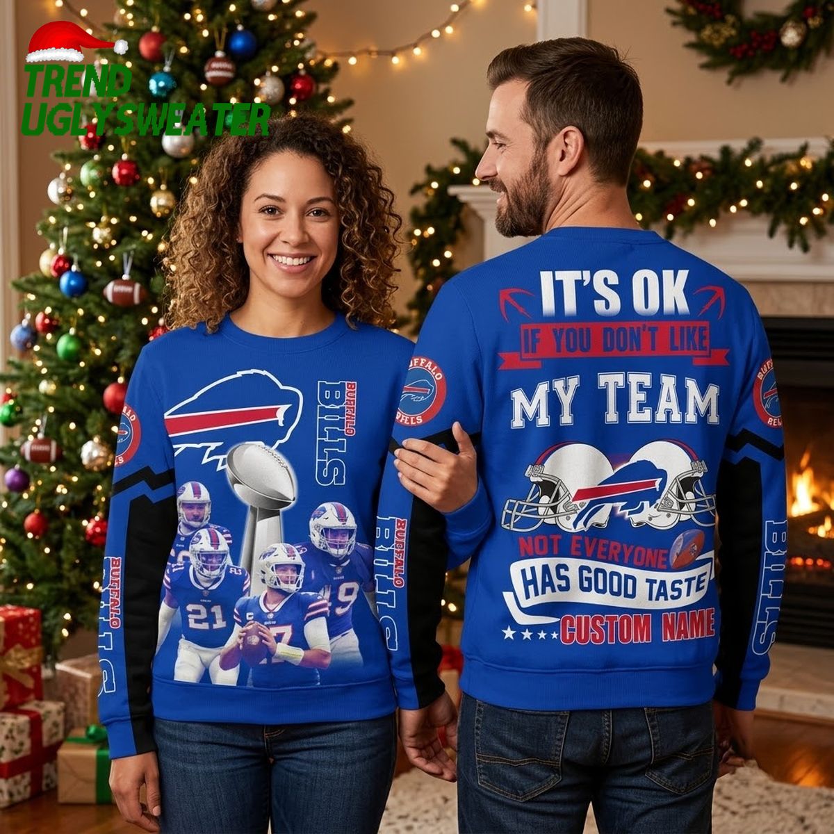 personalized buffalo bills player collage custom name ugly christmas sweater personalized buffalo bills player collage custom name ugly christmas sweater