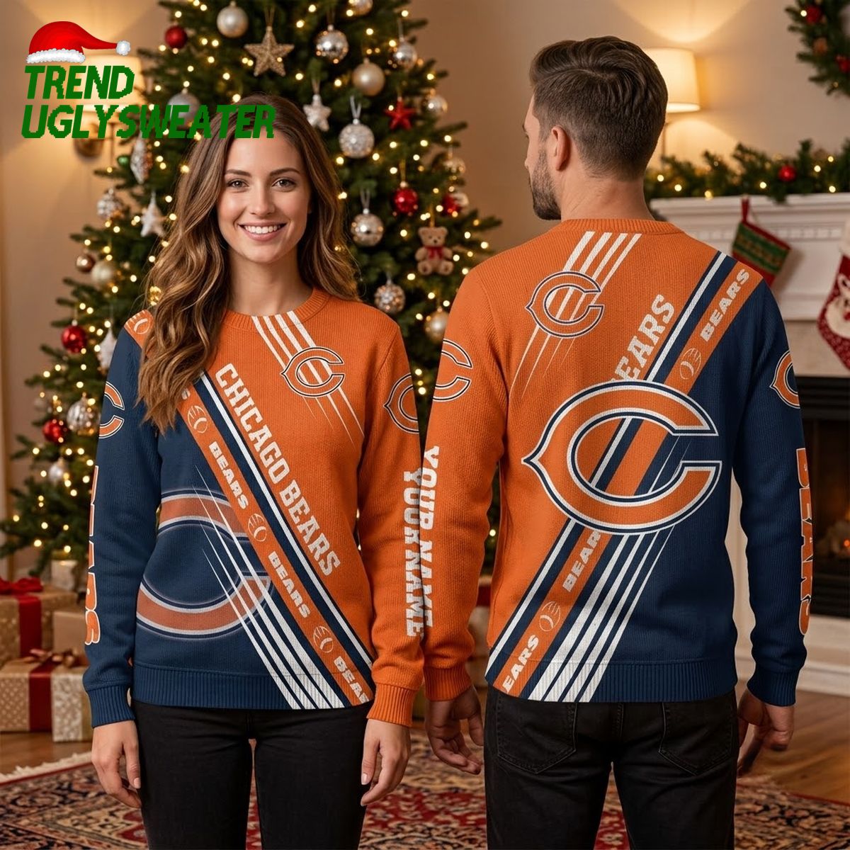 personalized chicago bears diagonal stripe custom name sweater personalized chicago bears diagonal stripe custom name sweater