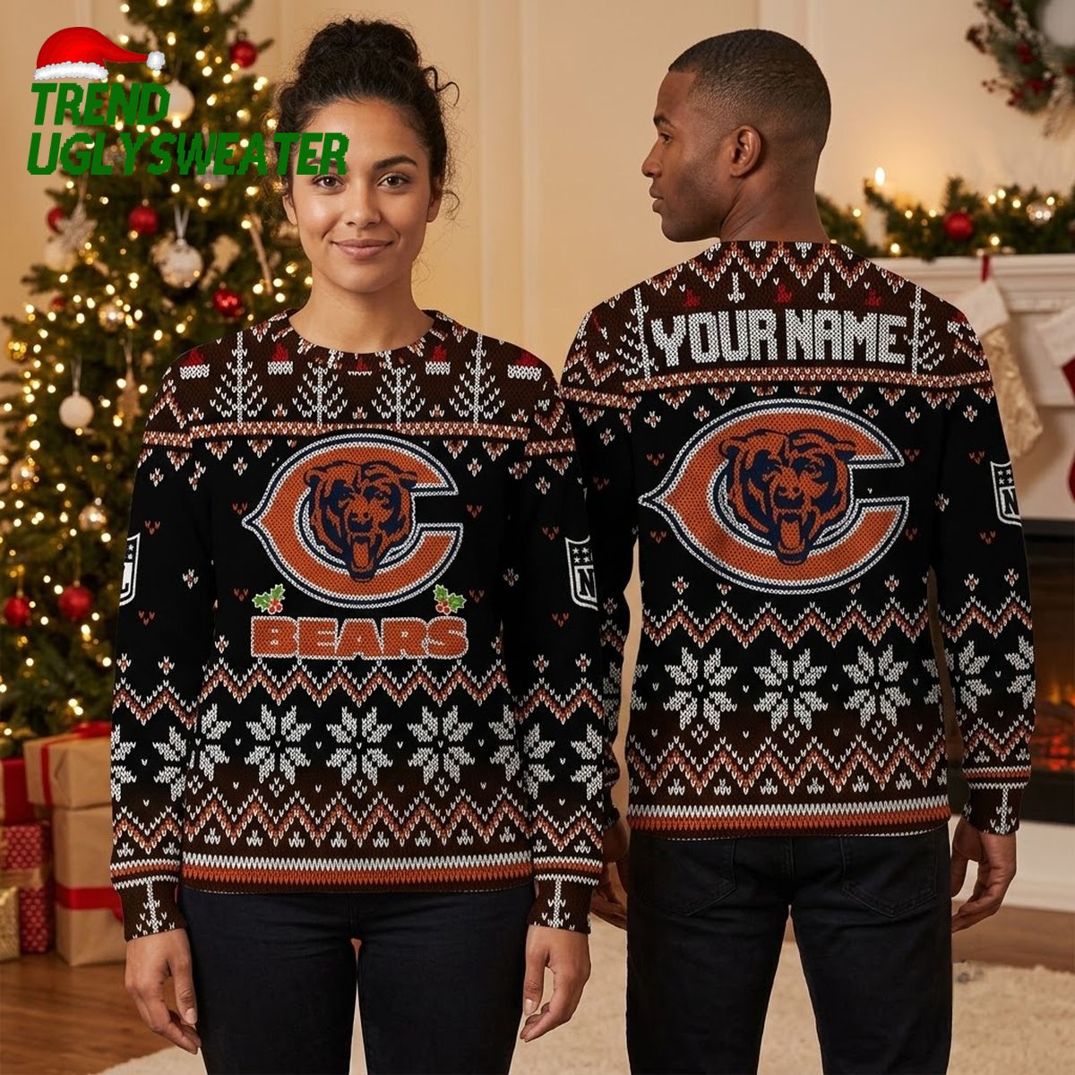 personalized chicago bears logo custom name ugly christmas sweater personalized chicago bears logo custom name ugly christmas sweater