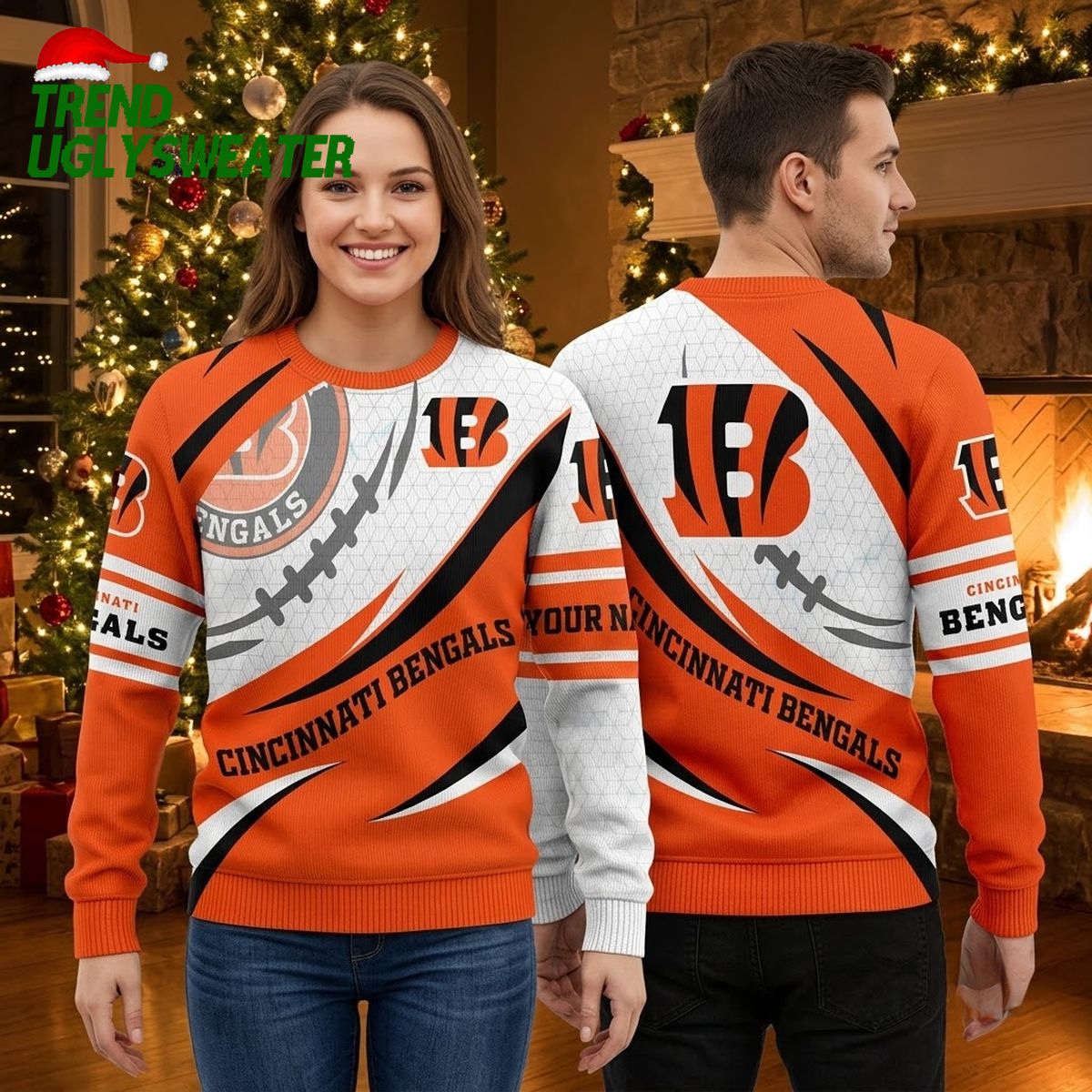 personalized cincinnati bengals woolen sweater with custom name personalized cincinnati bengals woolen sweater with custom name