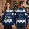 personalized dallas cowboys star santa sleigh custom name ugly christmas sweater