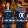 personalized dallas cowboys star snowflake custom name and number christmas sweater