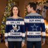 personalized dallas cowboys throwback mascot custom name ugly christmas sweater