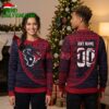 Personalized Houston Texans Bull Logo Custom Name Ugly Christmas Sweater Game Day Gift 1 personalized houston texans bull logo custom name ugly christmas sweater game day gift