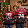 Personalized Houston Texans Football Field Custom Name And Number Ugly Christmas Sweater 1 personalized houston texans football field custom name and number ugly christmas sweater