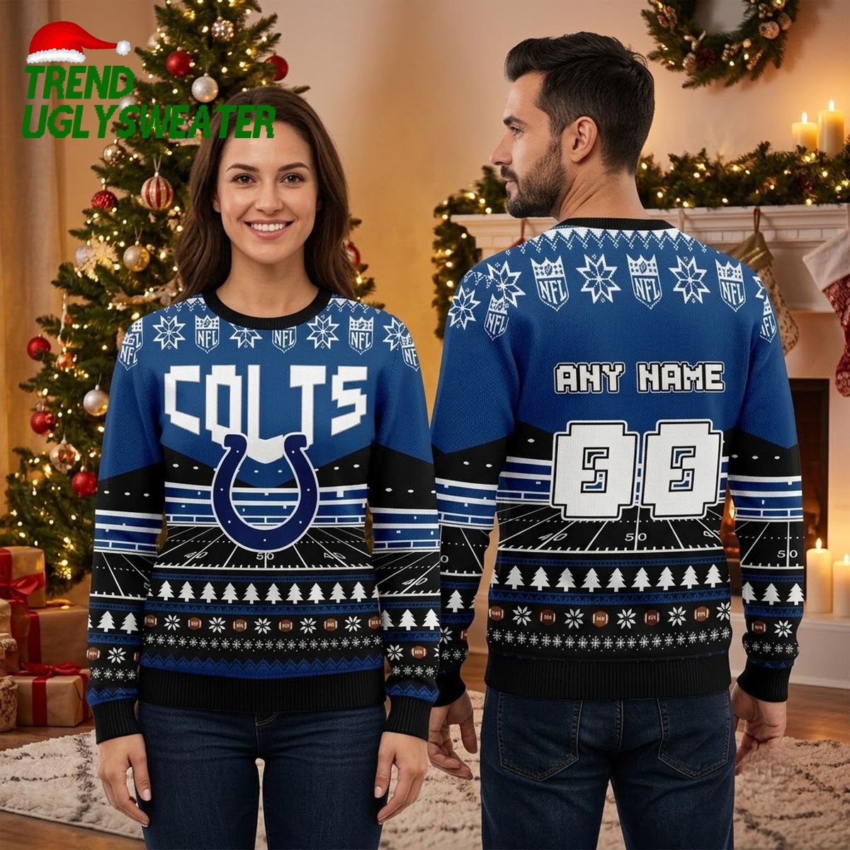 personalized indianapolis colts football field custom name and number ugly christmas sweat personalized indianapolis colts football field custom name and number ugly christmas sweat