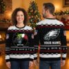 Personalized Philadelphia Eagles Santa Hat Logo Custom Name Ugly Christmas Sweater 1 personalized philadelphia eagles santa hat logo custom name ugly christmas sweater