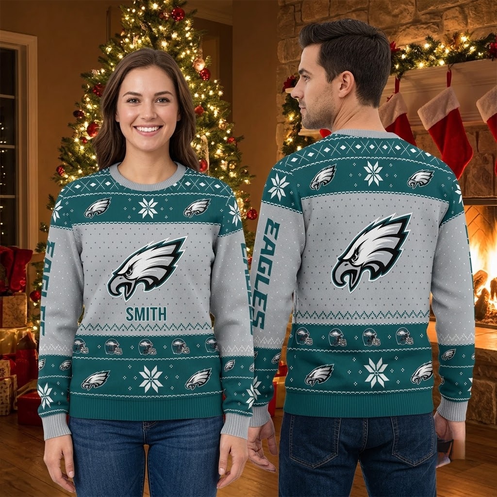 philadelphia eagles personalized custom name snowflake knit christmas sweater philadelphia eagles personalized custom name snowflake knit christmas sweater