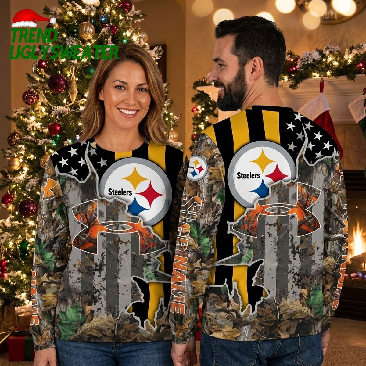 pittsburgh steelers camo logo print ugly christmas sweater pittsburgh steelers camo logo print ugly christmas sweater