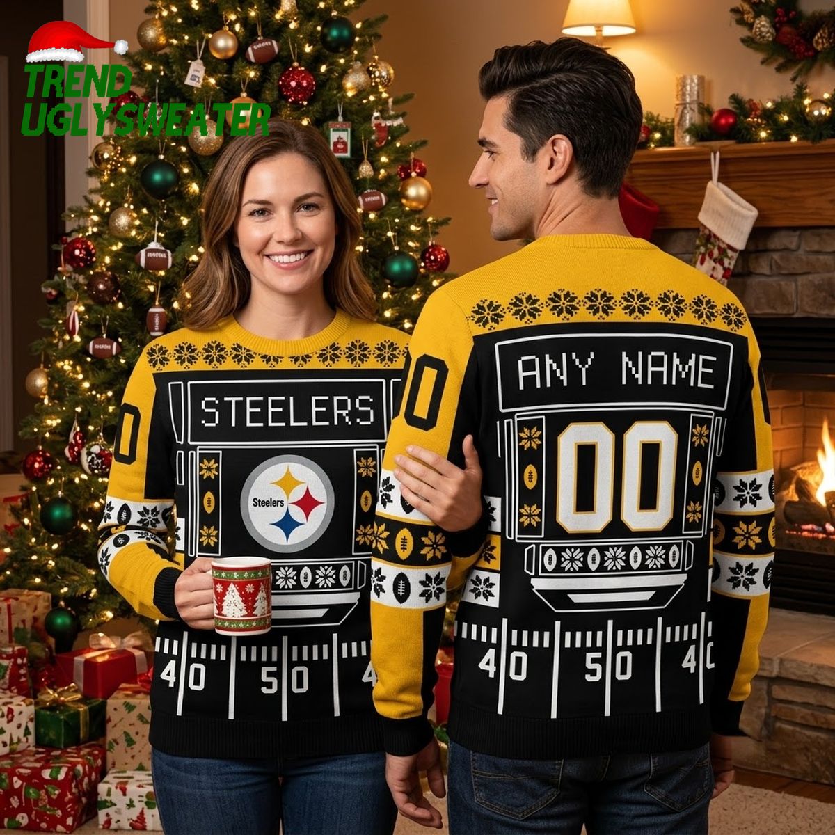 pittsburgh steelers custom name and number ugly christmas sweater pittsburgh steelers custom name and number ugly christmas sweater