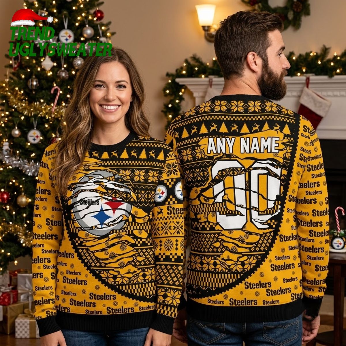 pittsburgh steelers custom name ugly christmas sweater pittsburgh steelers custom name ugly christmas sweater