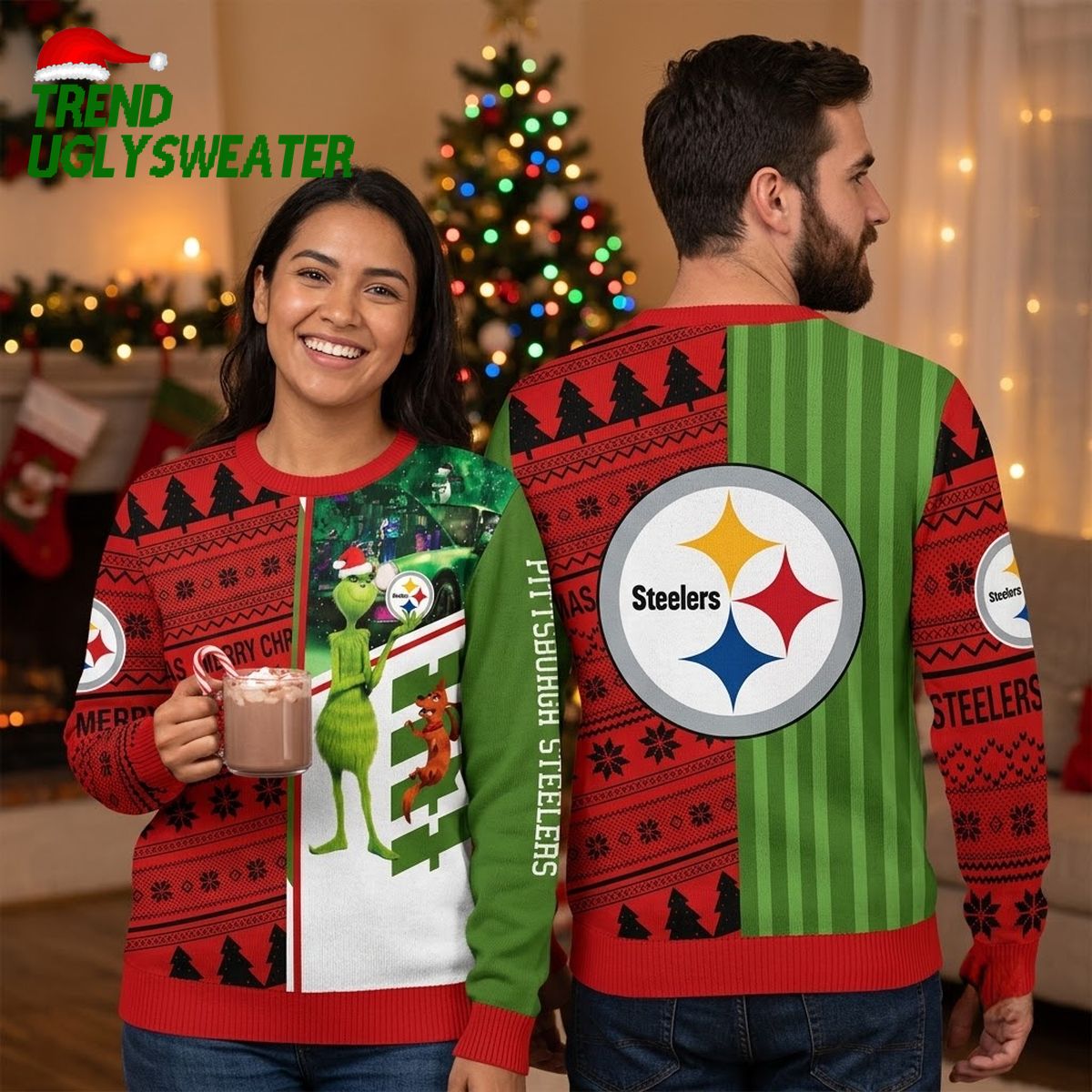 pittsburgh steelers grinch and scooby doo ugly christmas sweater pittsburgh steelers grinch and scooby doo ugly christmas sweater