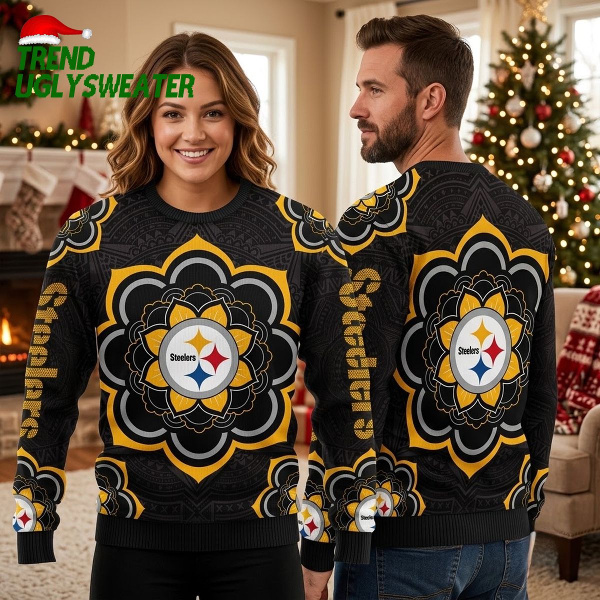 pittsburgh steelers holiday mandala logo print ugly christmas sweater pittsburgh steelers holiday mandala logo print ugly christmas sweater