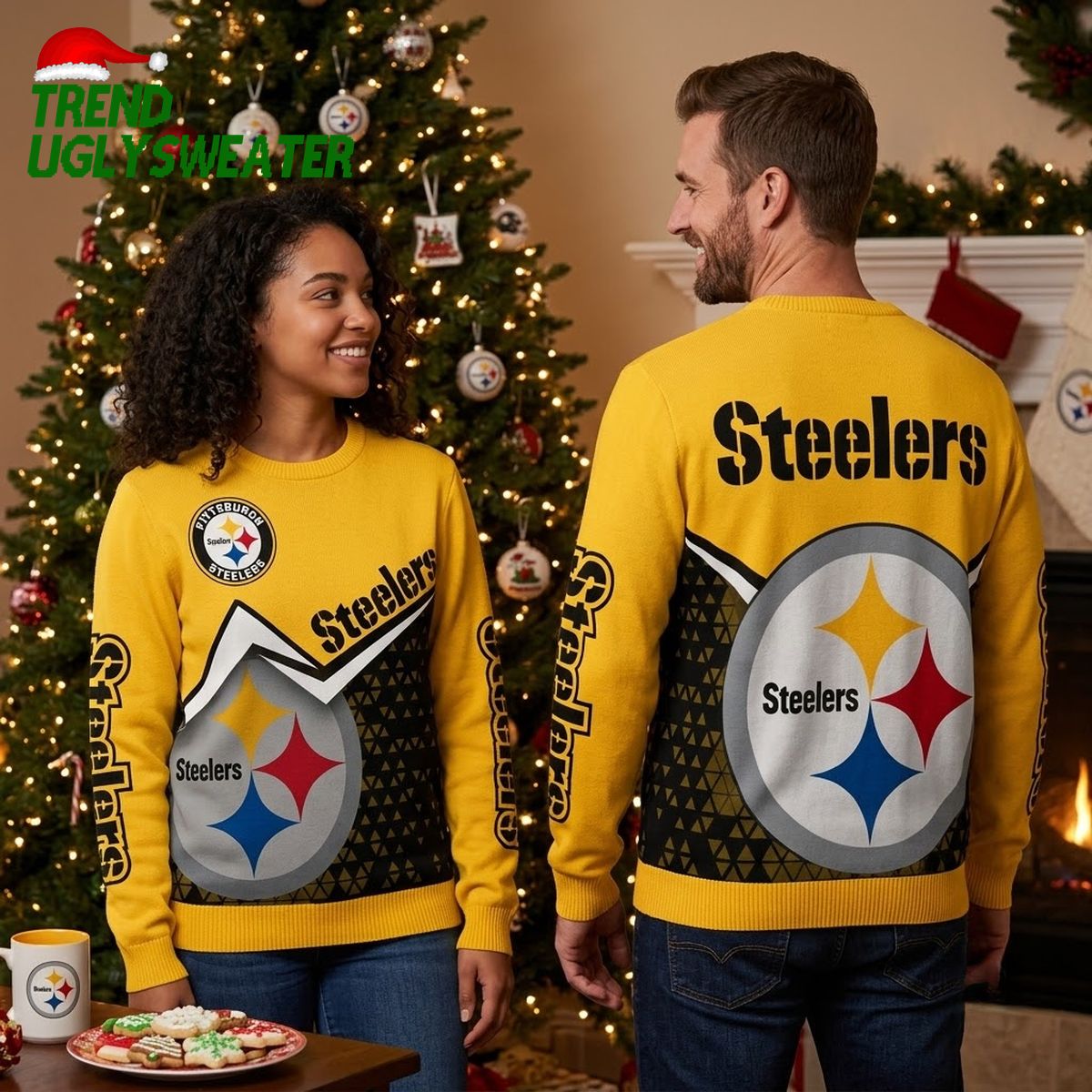 pittsburgh steelers logo print all over ugly christmas sweater pittsburgh steelers logo print all over ugly christmas sweater