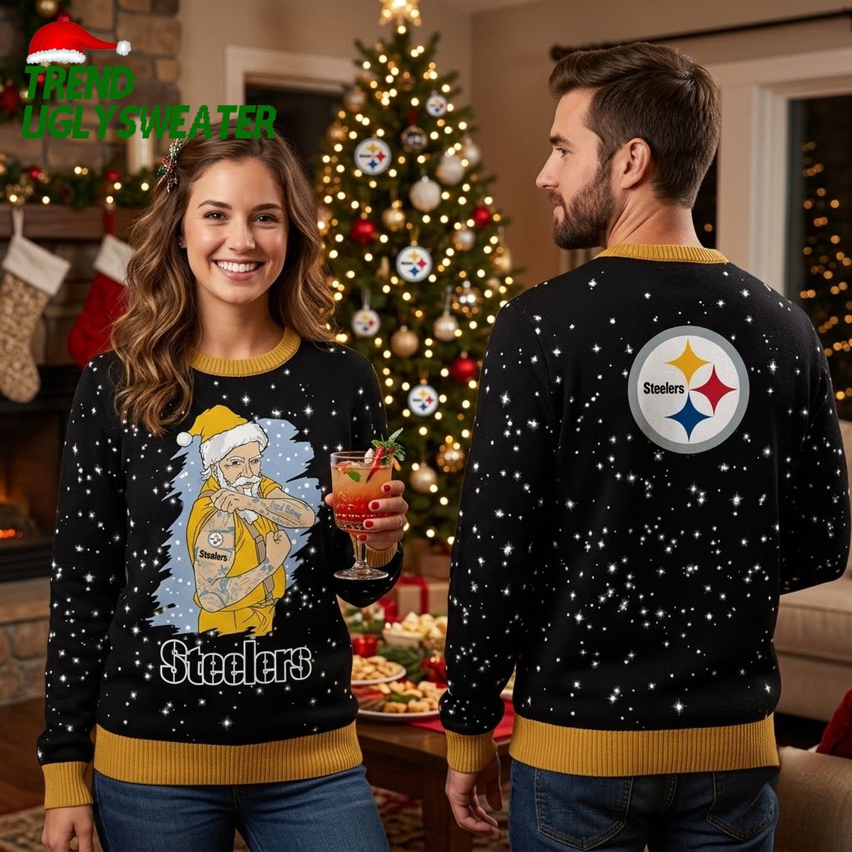 pittsburgh steelers merry tattoo santa ugly christmas sweater pittsburgh steelers merry tattoo santa ugly christmas sweater