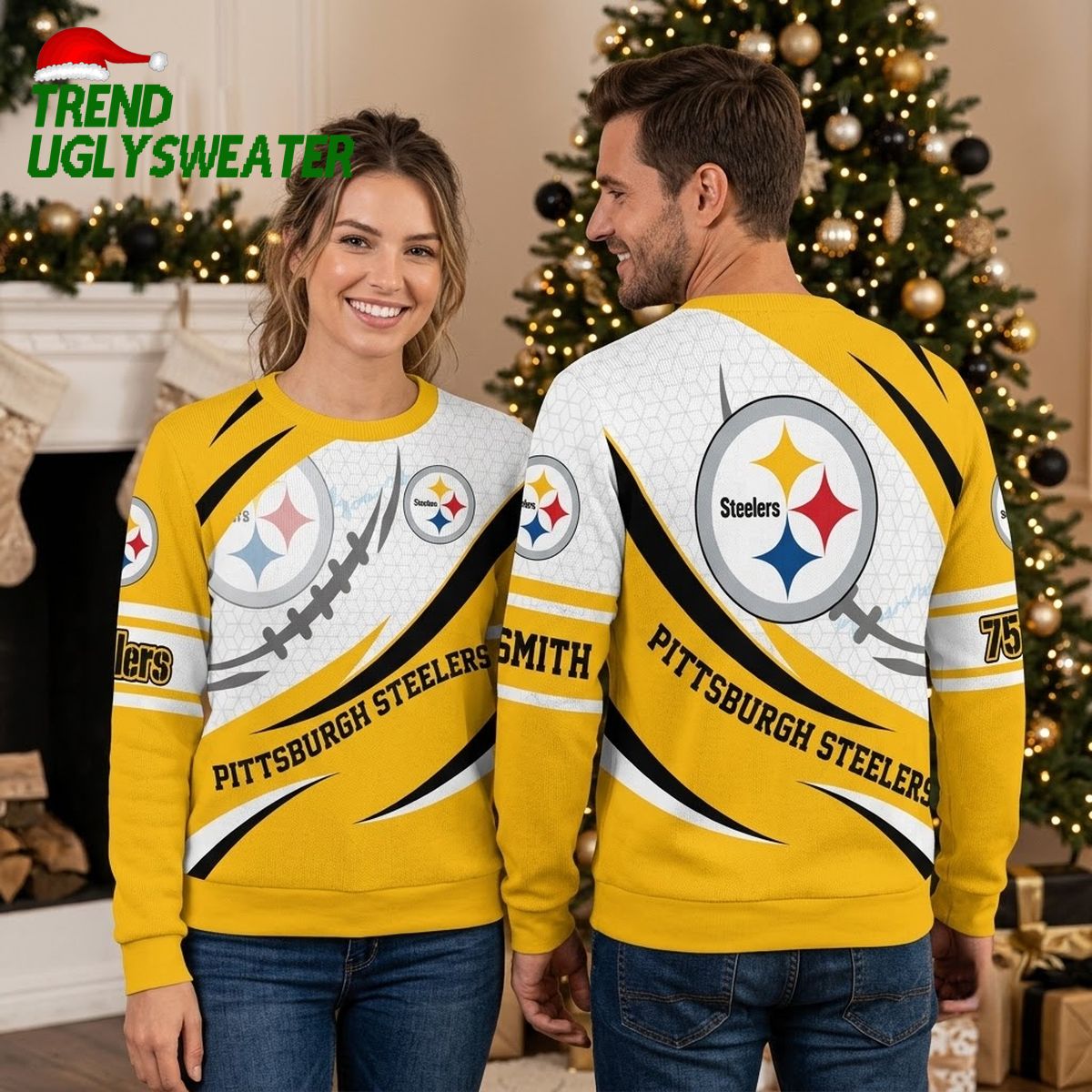 pittsburgh steelers personalized ugly christmas sweater with custom name pittsburgh steelers personalized ugly christmas sweater with custom name