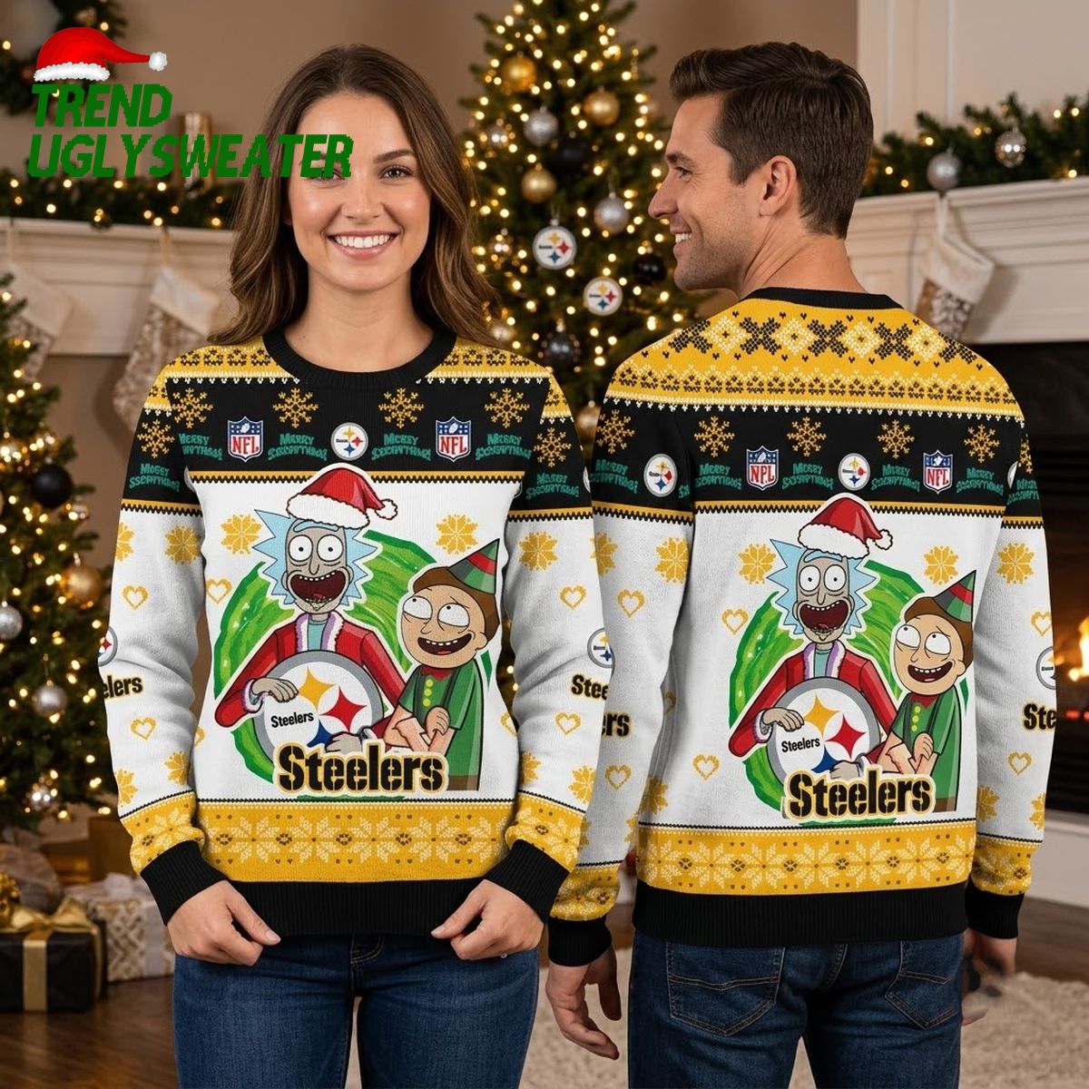 pittsburgh steelers rick and morty christmas sweater pittsburgh steelers rick and morty christmas sweater