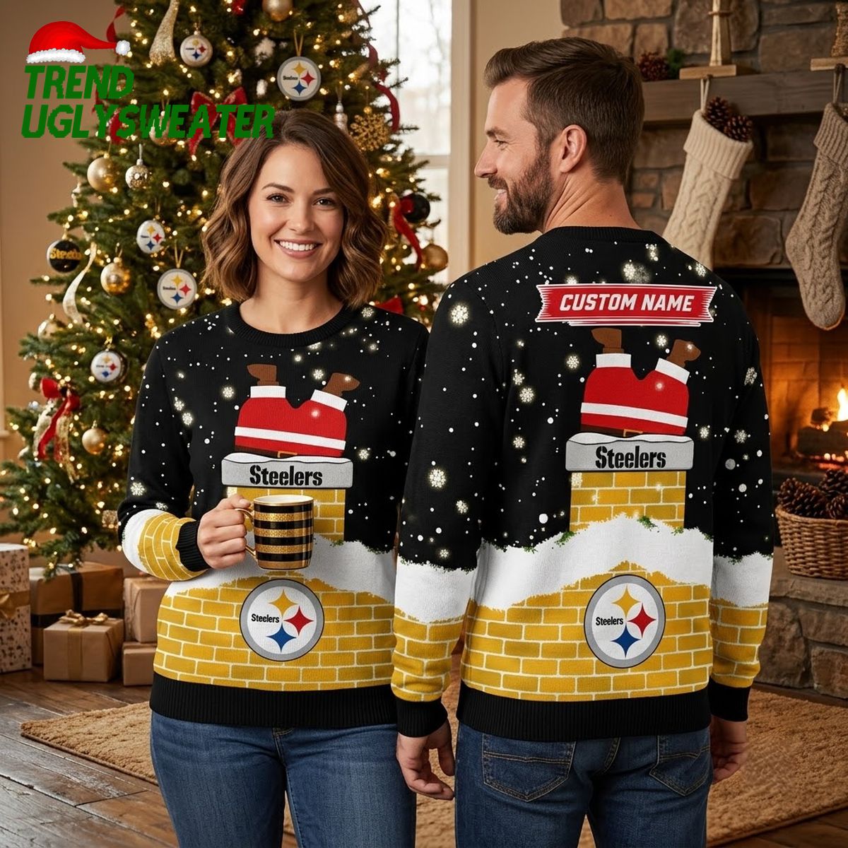 pittsburgh steelers santa claus chimney ugly christmas sweater pittsburgh steelers santa claus chimney ugly christmas sweater
