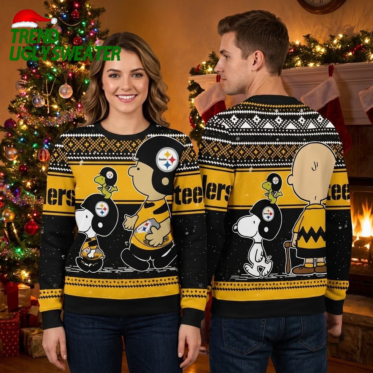 pittsburgh steelers snoopy and woodstock ugly christmas sweater pittsburgh steelers snoopy and woodstock ugly christmas sweater