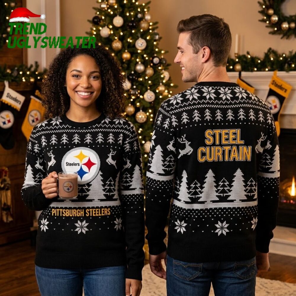 pittsburgh steelers steel curtain ugly christmas sweater