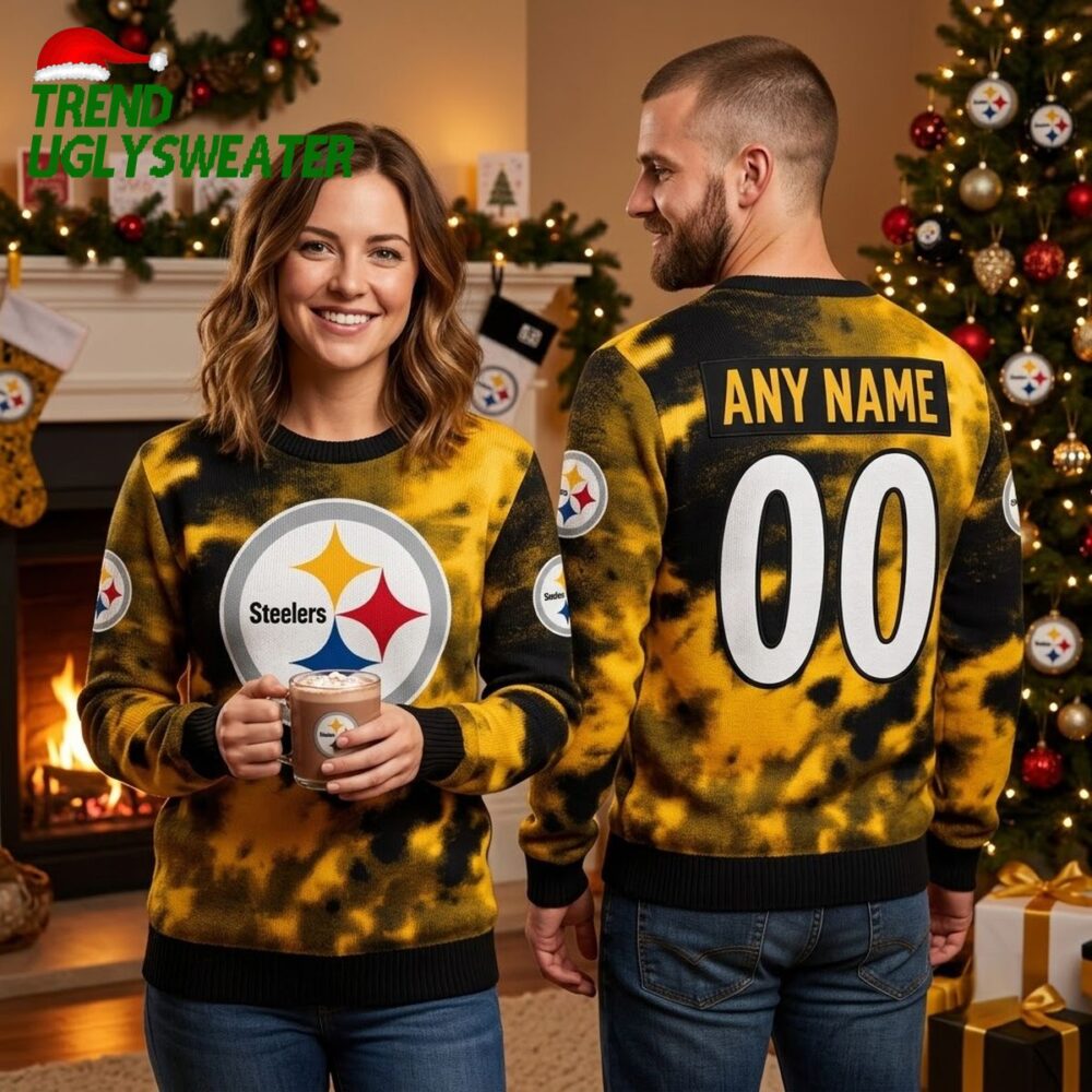 pittsburgh steelers tie dye ugly christmas sweater