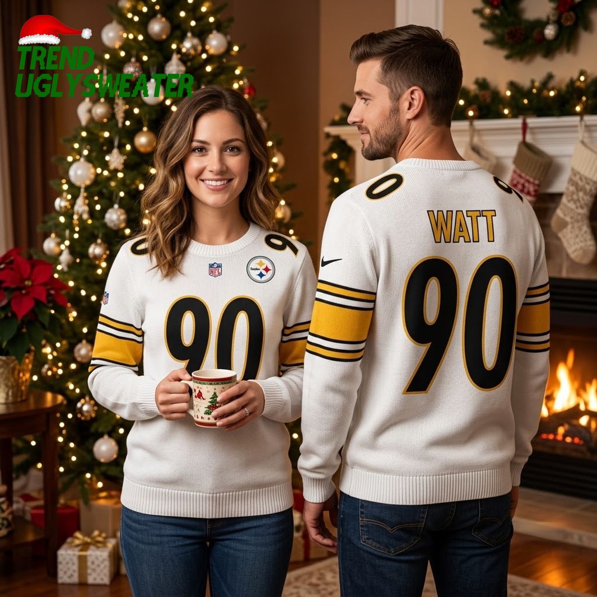 t j watt 90 pittsburgh steelers ugly christmas sweater t j watt 90 pittsburgh steelers ugly christmas sweater