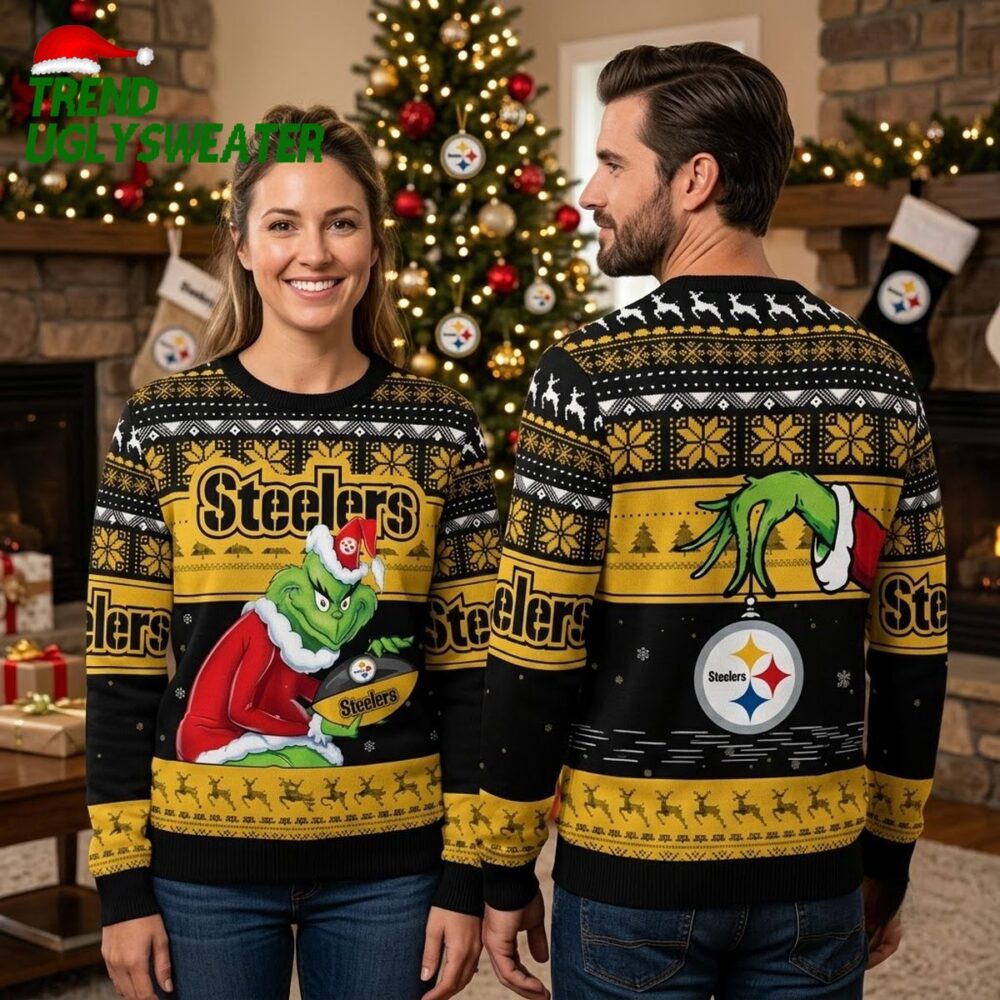 the grinch pittsburgh steelers ugly christmas sweater
