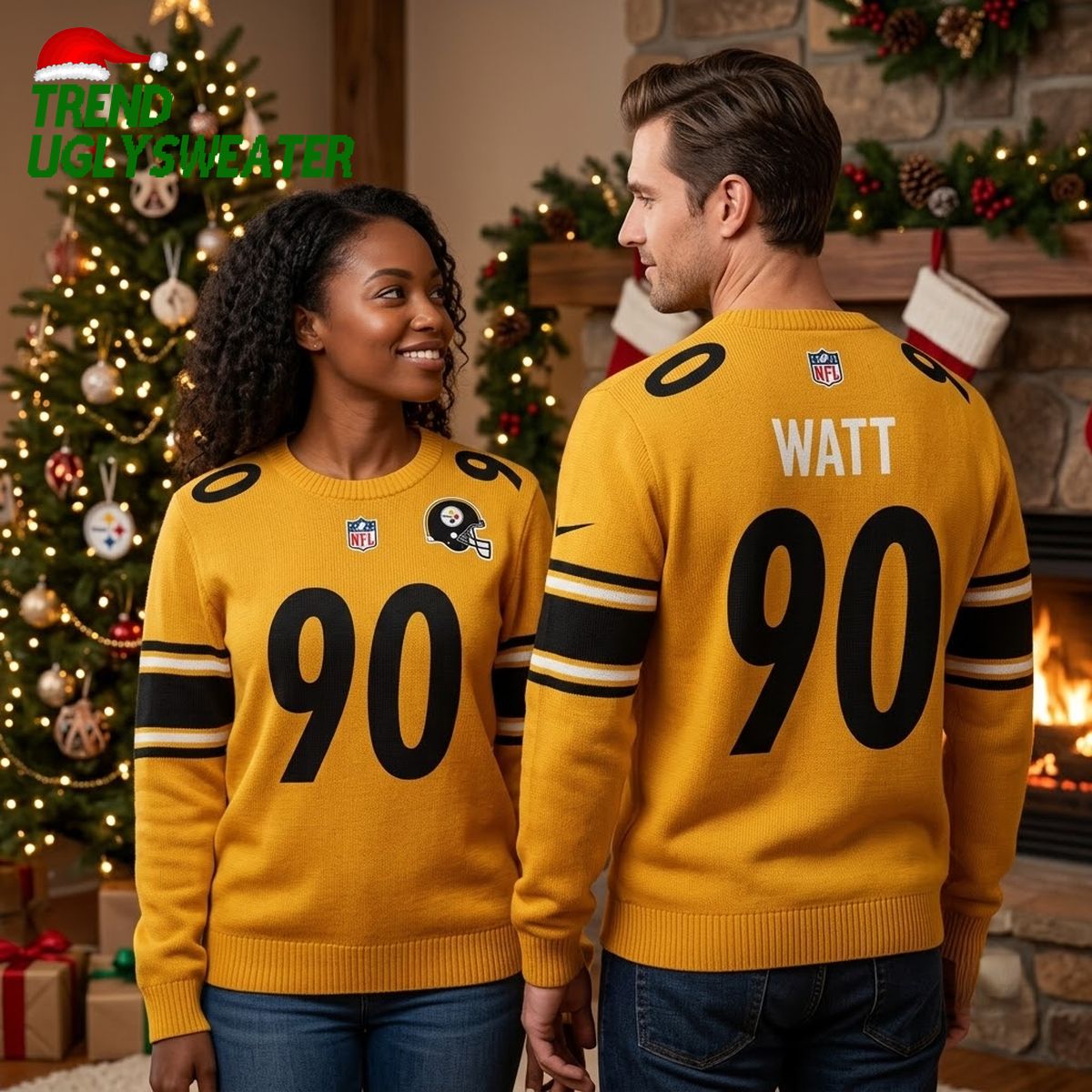 watt 90 pittsburgh steelers ugly christmas sweater watt 90 pittsburgh steelers ugly christmas sweater