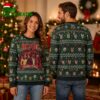 ac dc band members in flames with highway to hell ugly christmas sweater