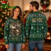 AC DC Dual Skulls And Lightning Bolts Ugly Christmas Sweater 1 ac dc dual skulls and lightning bolts ugly christmas sweater
