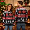 acdc band signature logo with thunder and xmas tree pattern 2026 ugly christmas sweater un