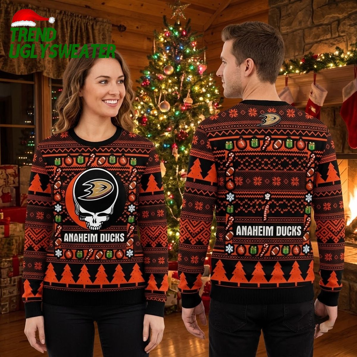anaheim ducks grateful skull ugly christmas sweater anaheim ducks grateful skull ugly christmas sweater
