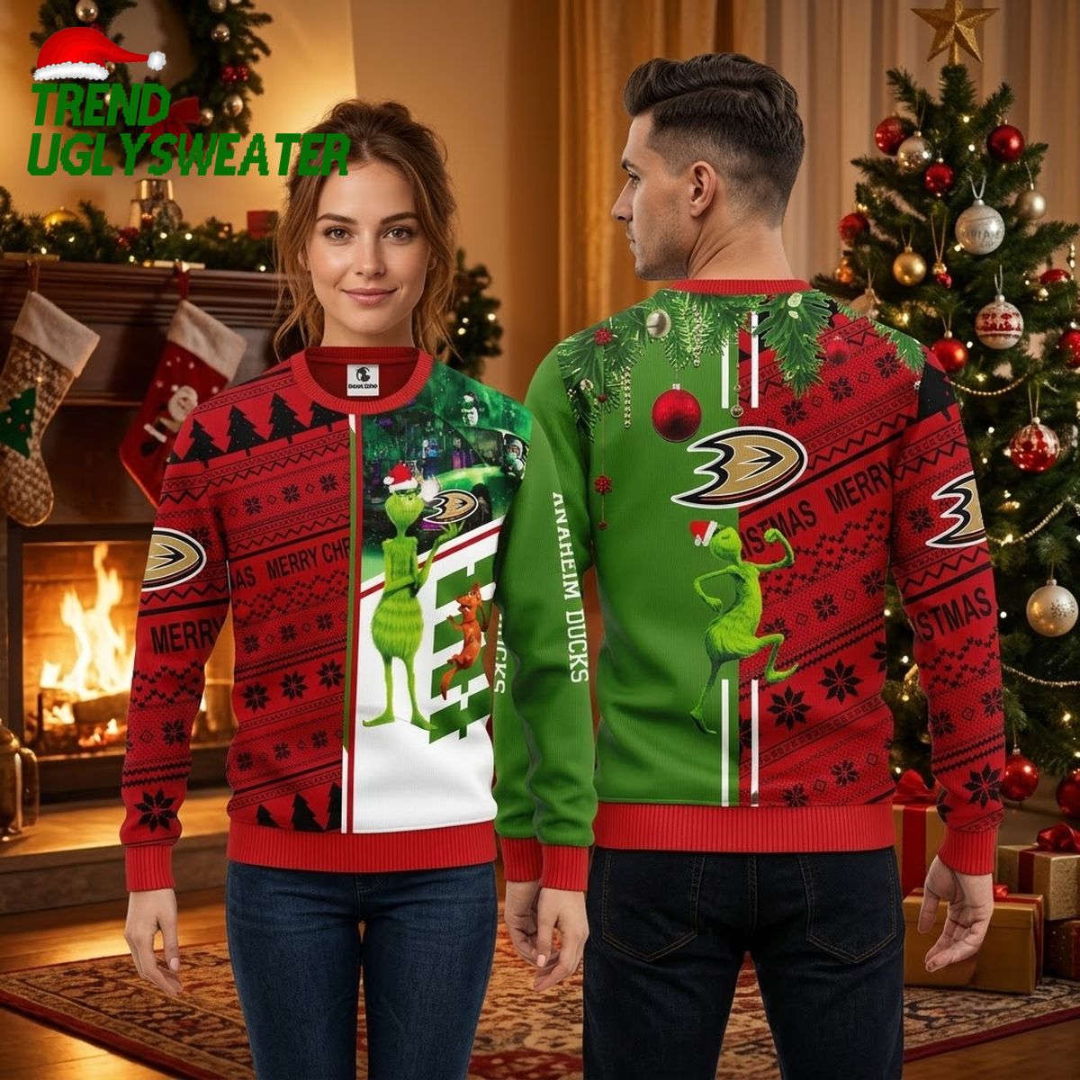 anaheim ducks grinch christmas mischief ugly christmas sweater anaheim ducks grinch christmas mischief ugly christmas sweater