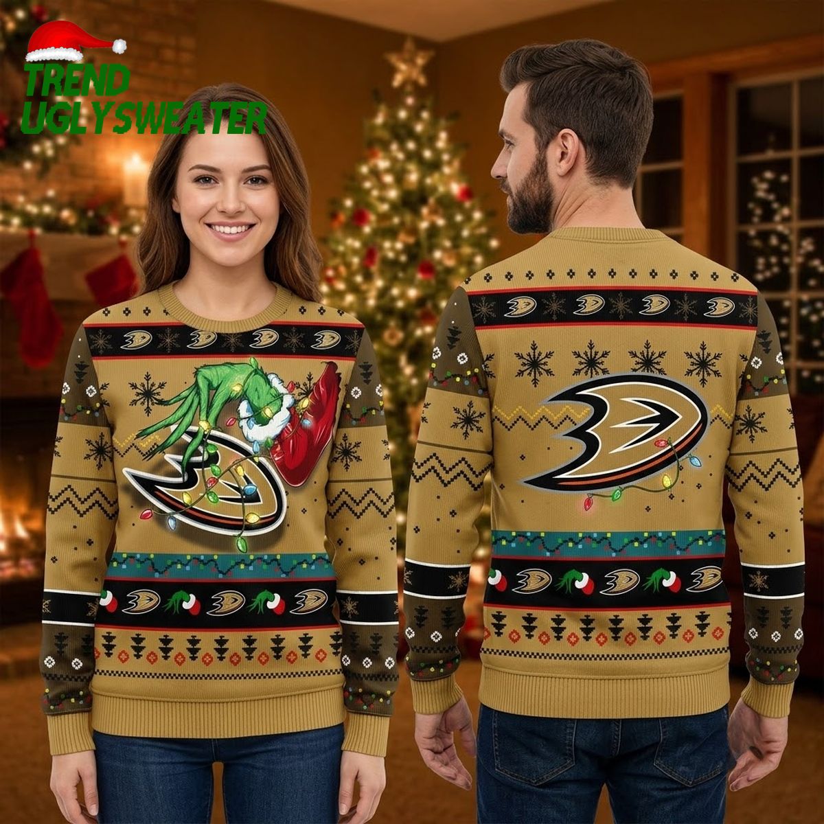 anaheim ducks grinch tangled christmas lights ugly christmas sweater anaheim ducks grinch tangled christmas lights ugly christmas sweater