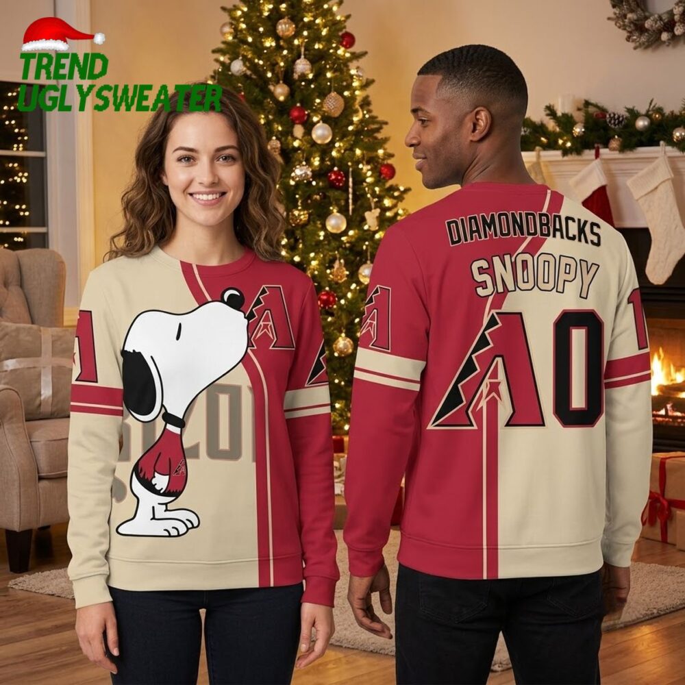 arizona diamondbacks snoopy baseball jersey ugly christmas sweater