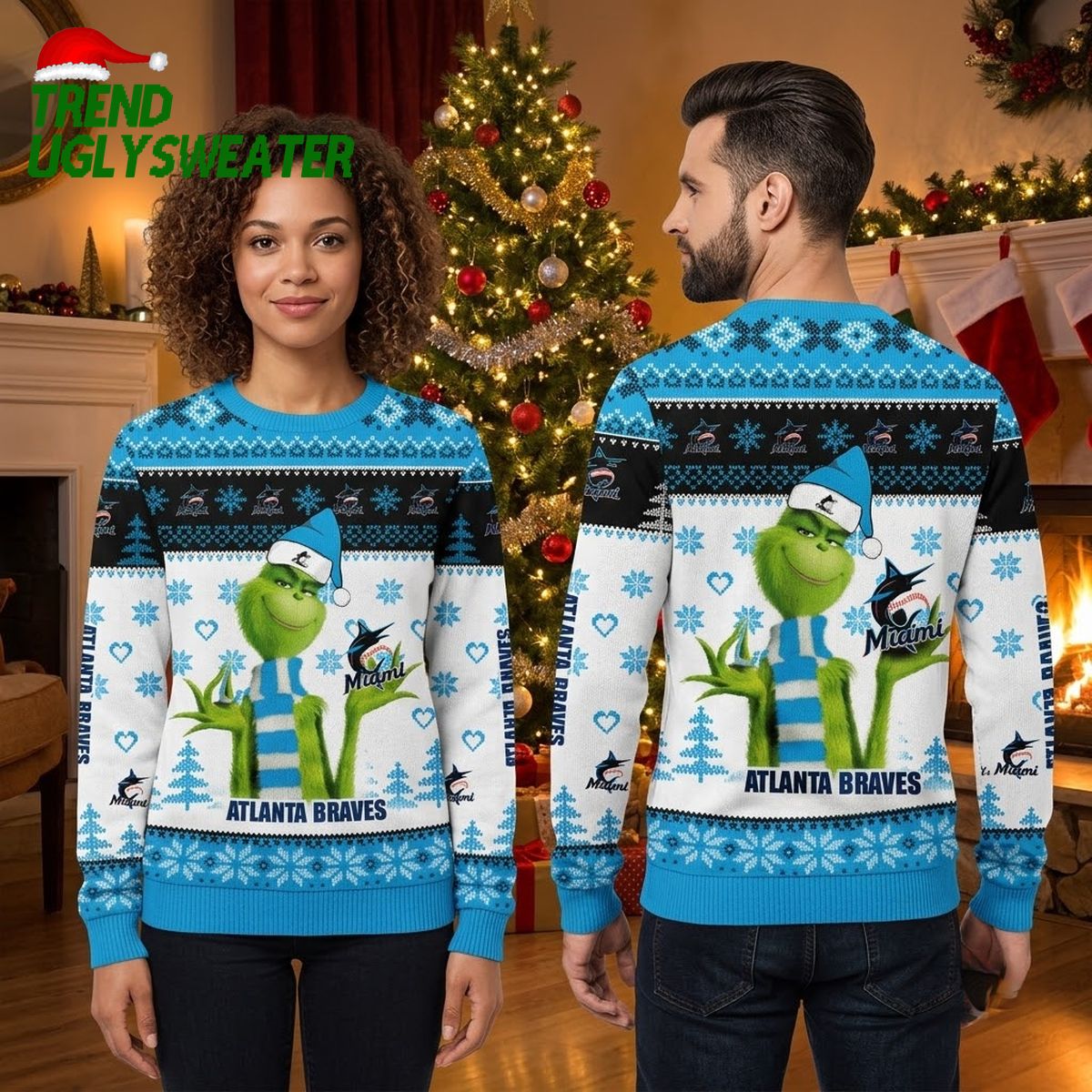 atlanta braves grinch snowflake ugly christmas sweater atlanta braves grinch snowflake ugly christmas sweater