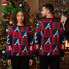 atlanta braves logo patchwork christmas trees ugly christmas sweater