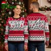 atlanta braves logo reindeer pattern ugly christmas sweater