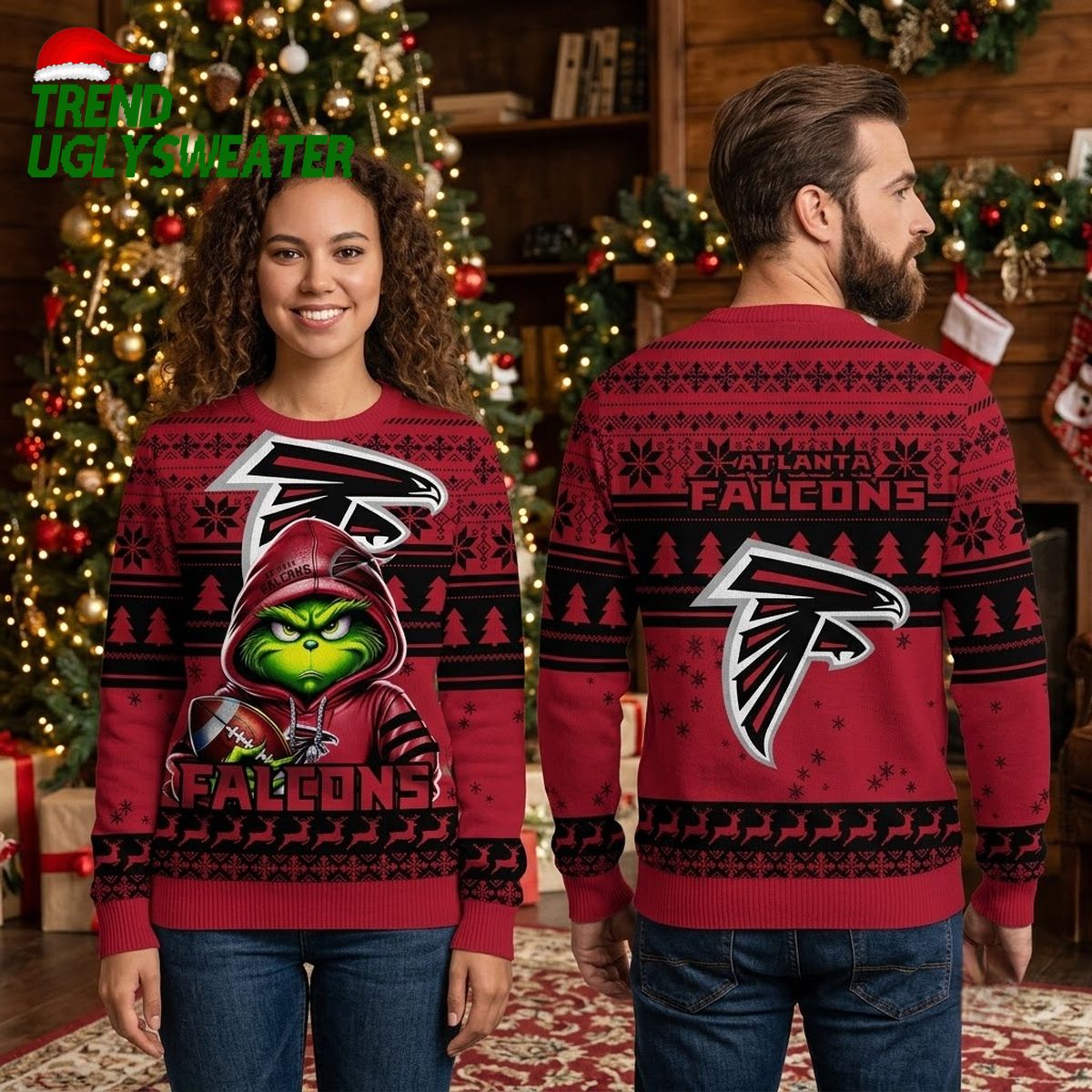 atlanta falcons grinch football player ugly christmas sweater atlanta falcons grinch football player ugly christmas sweater