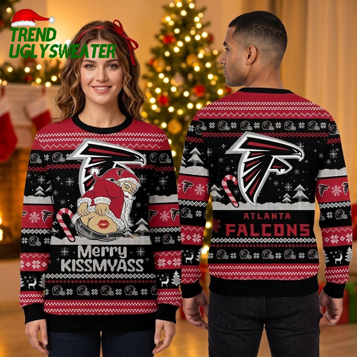 atlanta falcons merry kiss my ass santa ugly christmas sweater atlanta falcons merry kiss my ass santa ugly christmas sweater