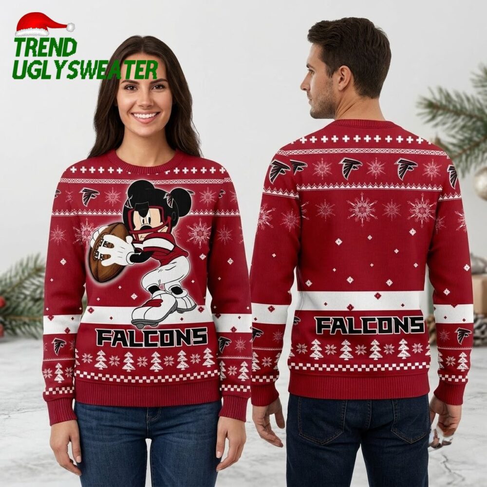atlanta falcons mickey mouse football ugly christmas sweater