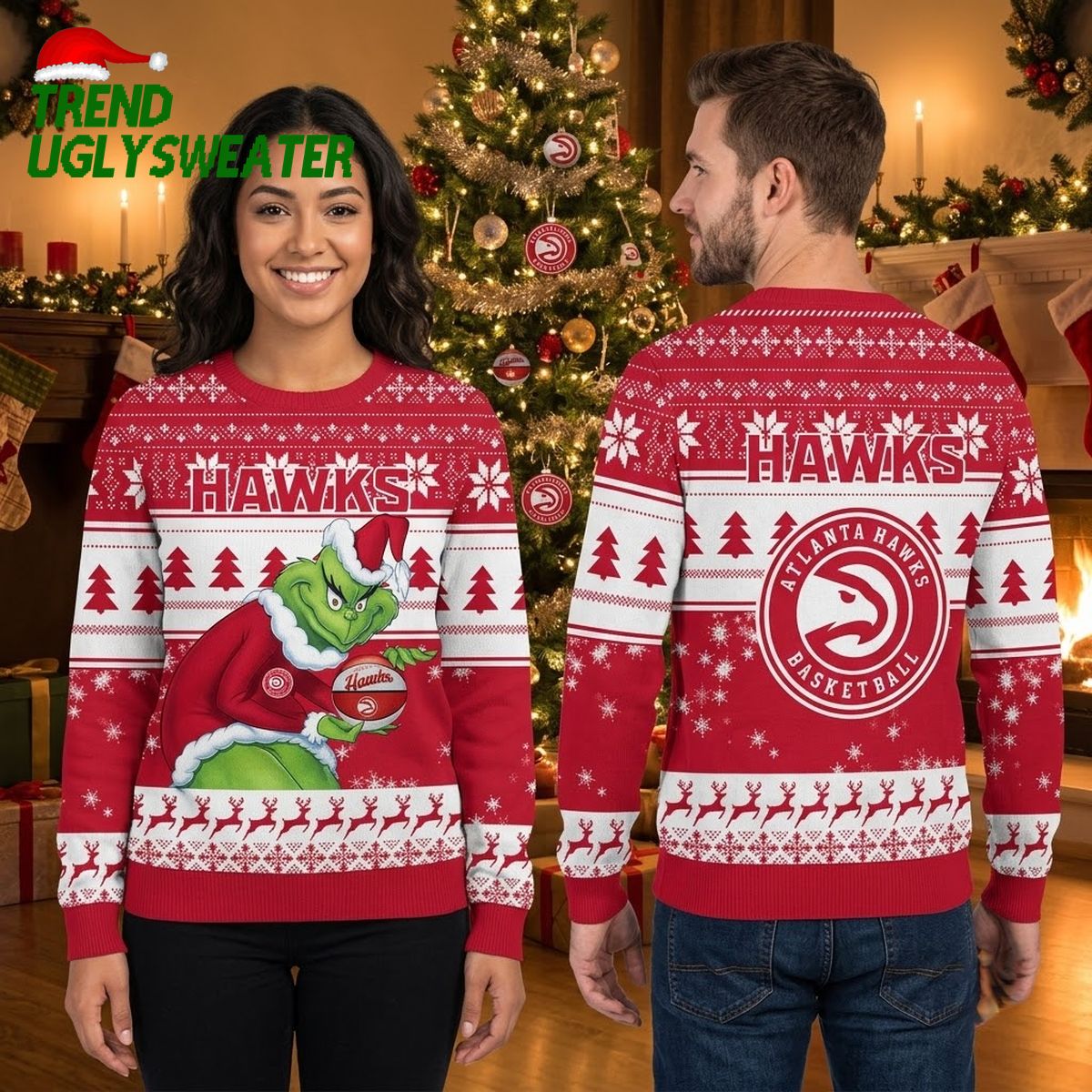 atlanta hawks grinch basketball ugly christmas sweater atlanta hawks grinch basketball ugly christmas sweater