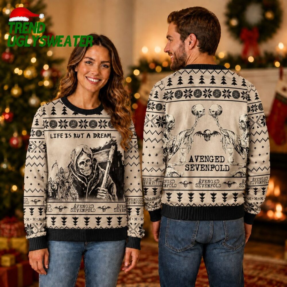 avenged sevenfold life is but a dream the reaper 2026 xmas gift ugly christmas sweater uni