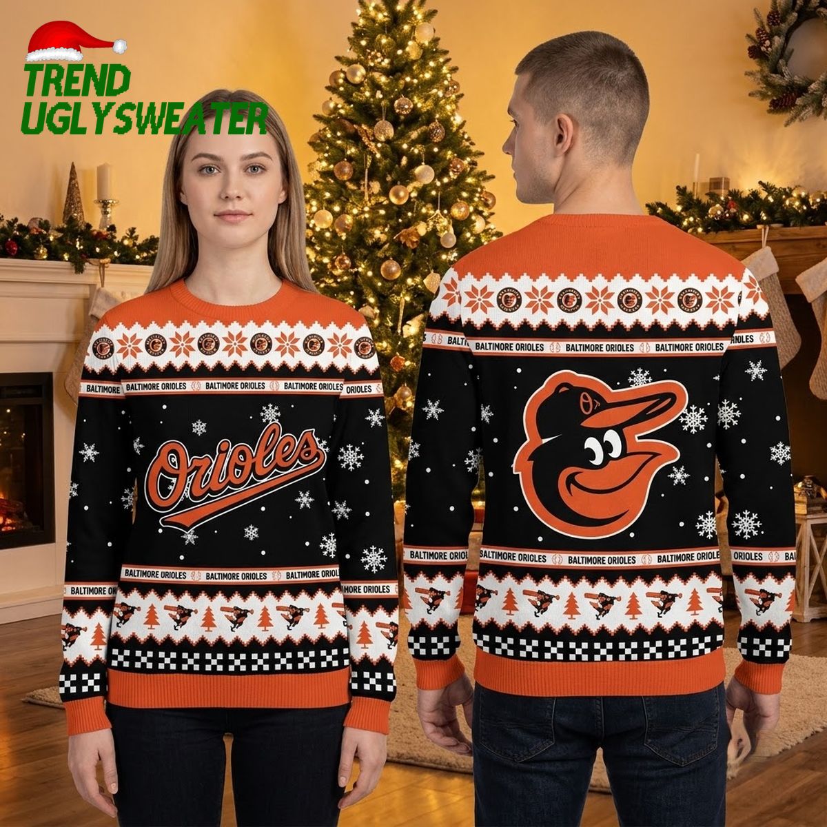 baltimore orioles logo snowflake ugly christmas sweater baltimore orioles logo snowflake ugly christmas sweater
