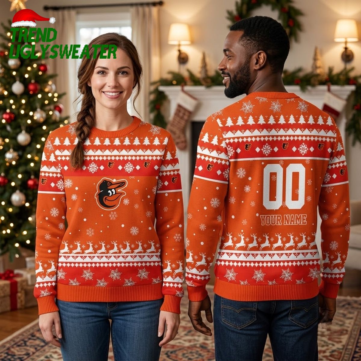 baltimore orioles oriole mascot custom name and number ugly christmas sweater baltimore orioles oriole mascot custom name and number ugly christmas sweater