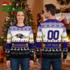 Baltimore Ravens Custom Name And Number Playing Field Ugly Christmas Sweater 1 baltimore ravens custom name and number playing field ugly christmas sweater