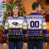 baltimore ravens football field custom name and number ugly christmas sweater