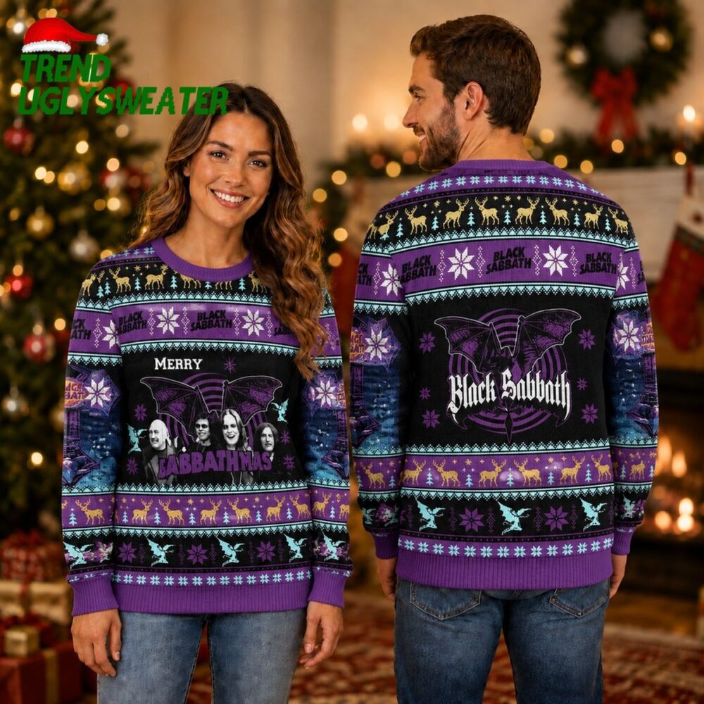 black sabbath santa hat logo merry sabbathmas ugly christmas sweater