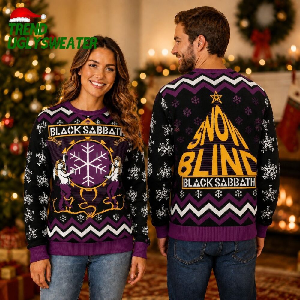 black sabbath snowblind snowflake chevron pattern ugly christmas sweater